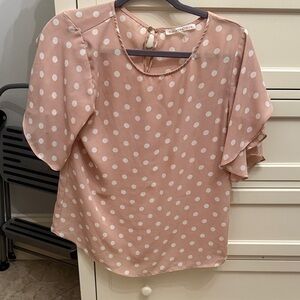 Violet & Claire Pink Polka Dot Blouse